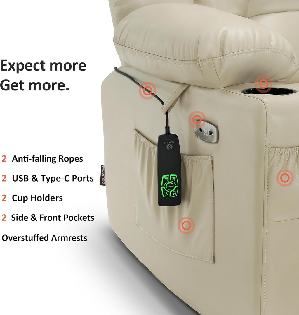 MCombo Dual Motor Power Lift Recliner Chair for Elderly with Heat Massage USB