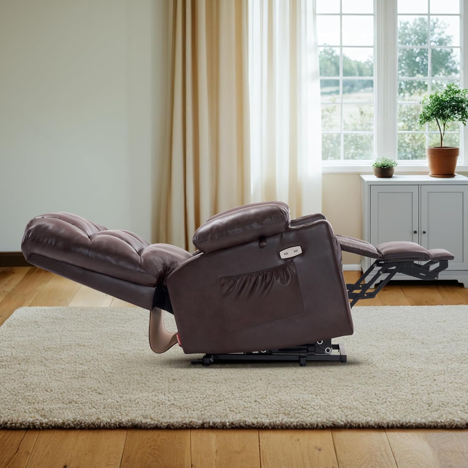 MCombo Large Power Lift Recliner Chair with Dual Motor Massage Heat Faux Leather