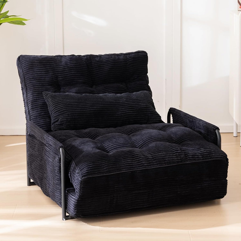 MAXYOYO Adjustable Floor Sofa Bed with Armrest Double Black Foldable Sleeper