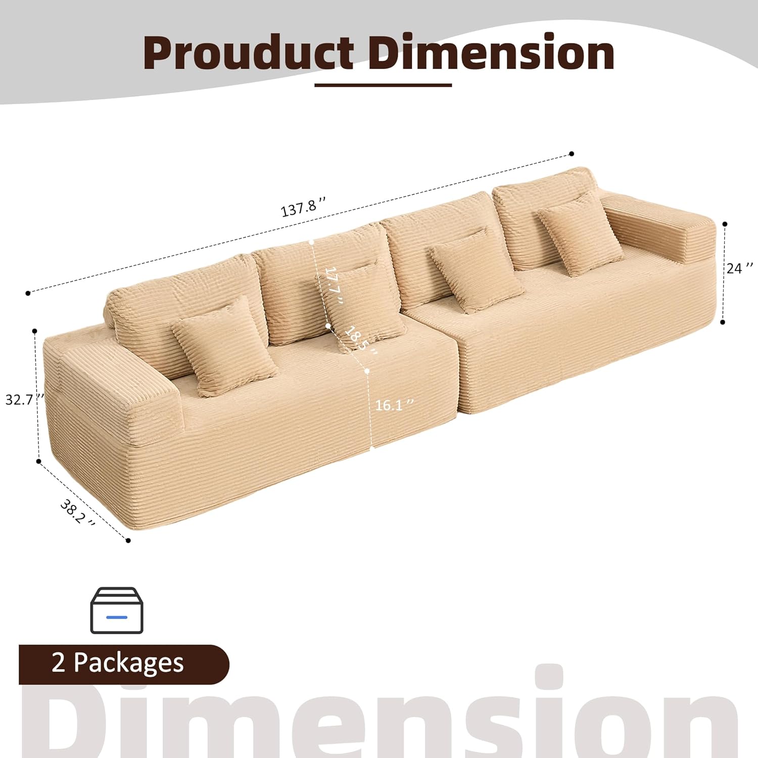 Afuson Boneless Sectional Sofa L Shape Deep Seat Cloud Couch Living Room