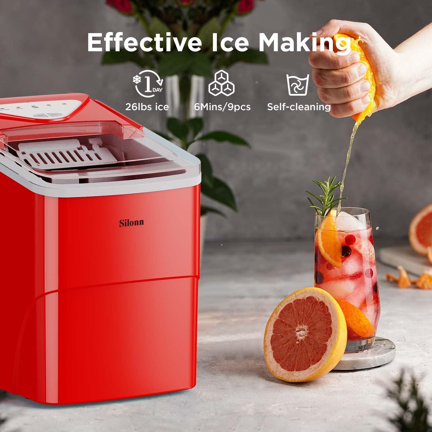 Silonn Nugget Ice Maker Countertop 33lbs Daily Soft Chewable Ice Machine