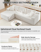 HANXIN Cloud Sectional Sofa L Shape Chaise Deep Seat Modular Living Room Couch