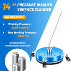 LidoDola 14 Inch Pressure Washer Surface Cleaner with Wheels for Concrete Patio Deck