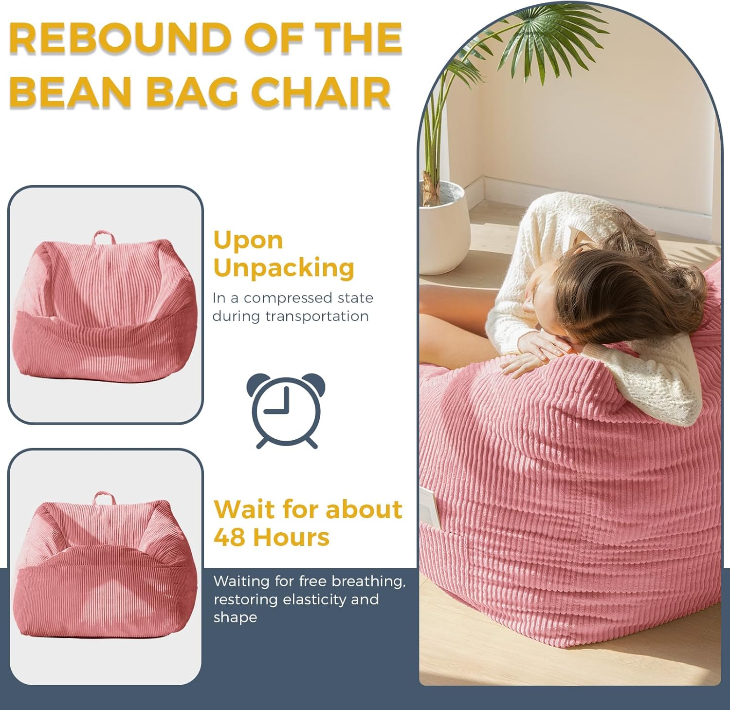 MAXYOYO Bean Bag Chair with Handle and Pocket for Adults Kids Teens