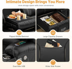 Dresegmt Loveseat Recliner Sofa 3 Seat Flip Backrest with Storage USB Cup Holders