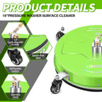 LidoDola 14 Inch Pressure Washer Surface Cleaner with Wheels for Concrete Patio Deck