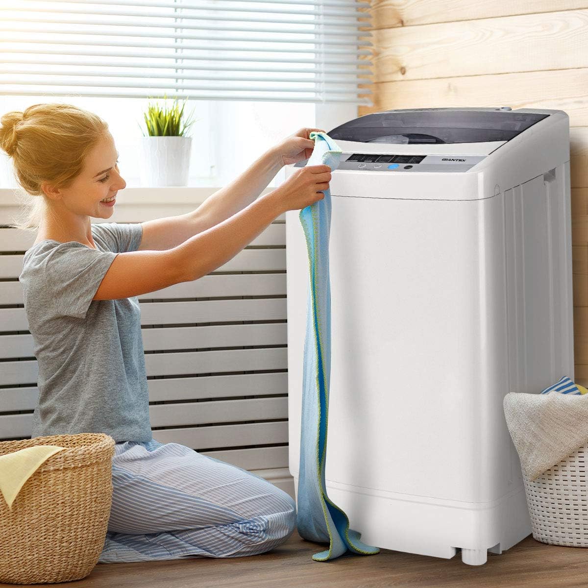 Giantex Portable Compact Full-Automatic Washing Machine 1.34 Cu Ft 12 Lbs Spin Washer