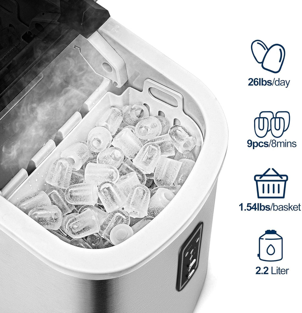 EUHOMY Nugget Ice Maker Countertop Portable 34lbs Daily with Handle