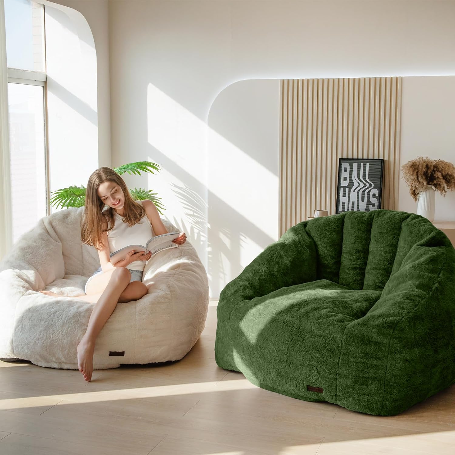 MAXYOYO Giant Bean Bag Chair Oversized Faux Fur Sofa for Adults Kids
