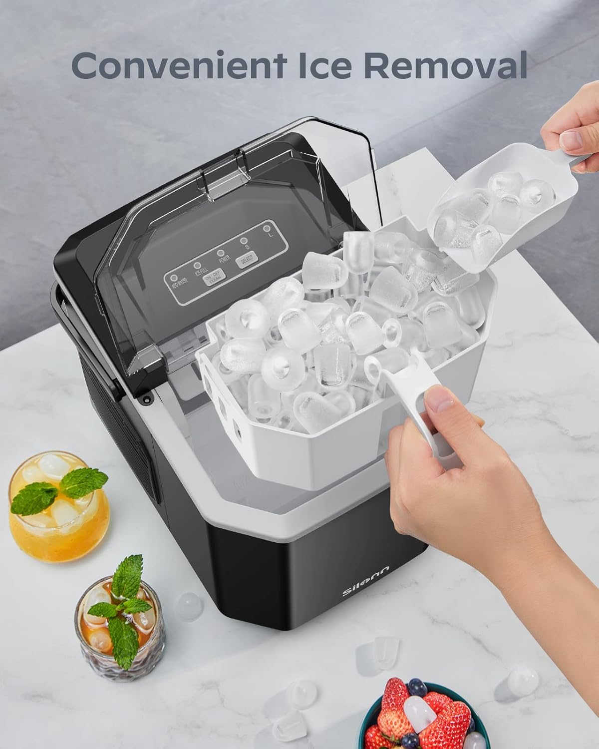 Silonn Nugget Ice Maker Countertop 44lbs Daily Stainless Steel Ice Machine