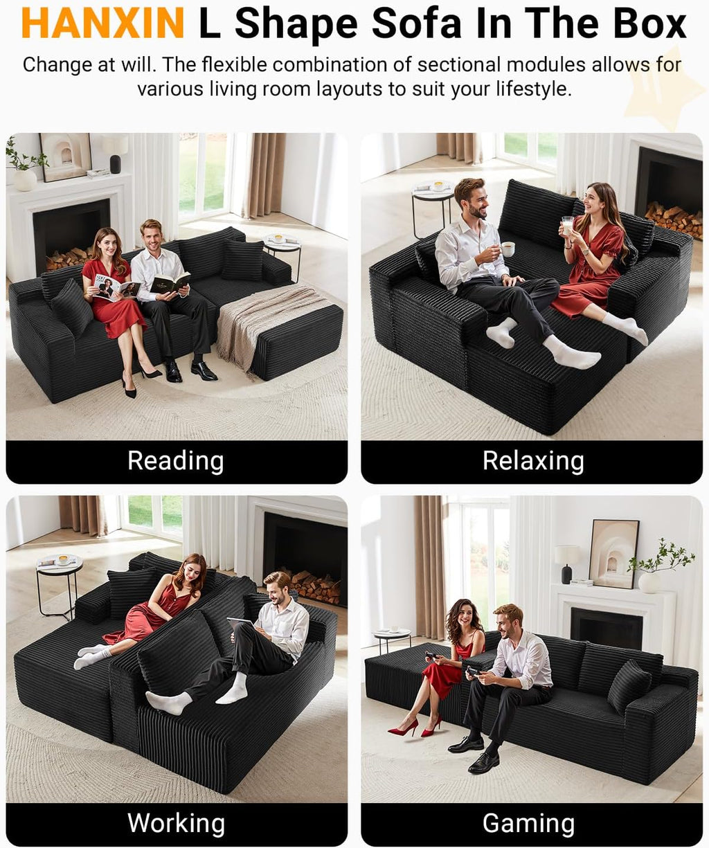 HANXIN Cloud Sectional Sofa L Shape Chaise Deep Seat Modular Living Room Couch