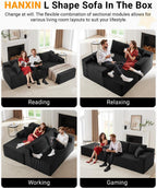 HANXIN Cloud Sectional Sofa L Shape Chaise Deep Seat Modular Living Room Couch