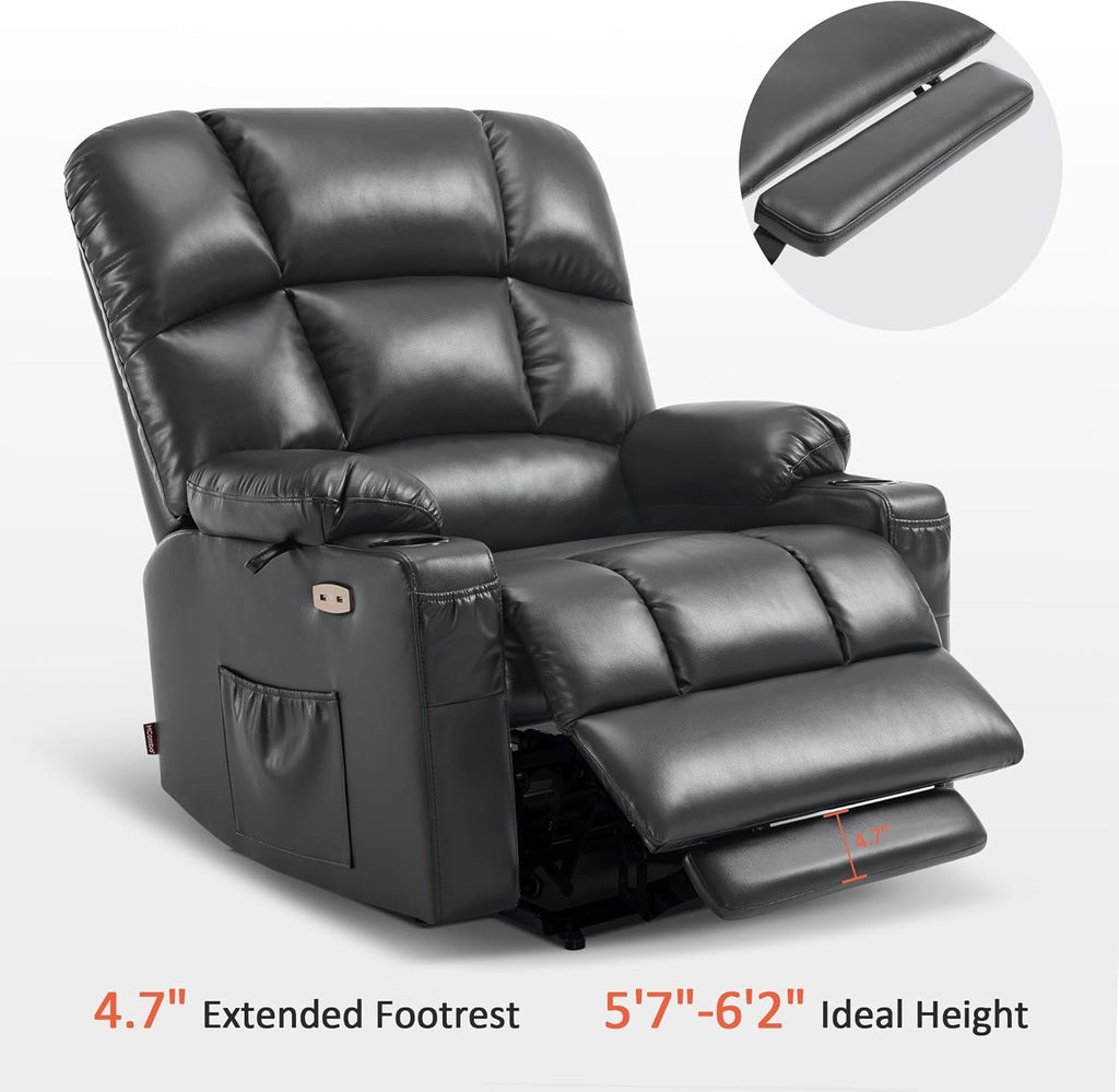 MCombo Large Power Lift Recliner Chair with Dual Motor Massage Heat Faux Leather