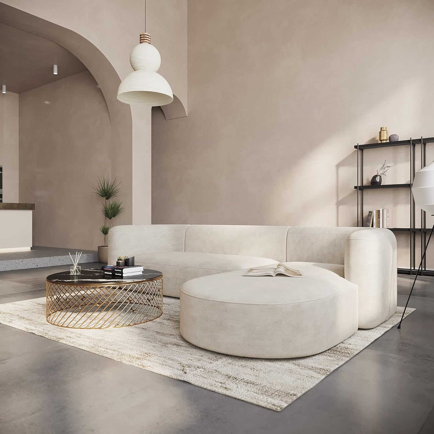 Acanva Luxury Velvet Sofa 3 Seater Modern Curved Back Couch for Living Room