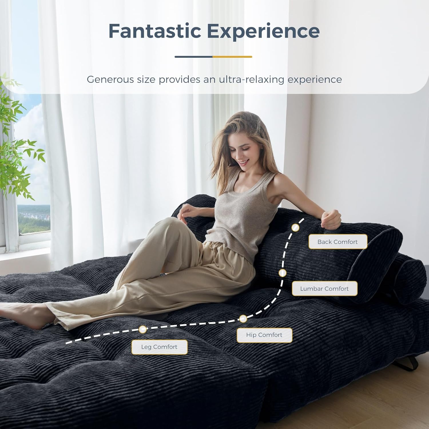 MAXYOYO Folding Sofa Bed Convertible Sleeper Chair with Pillow