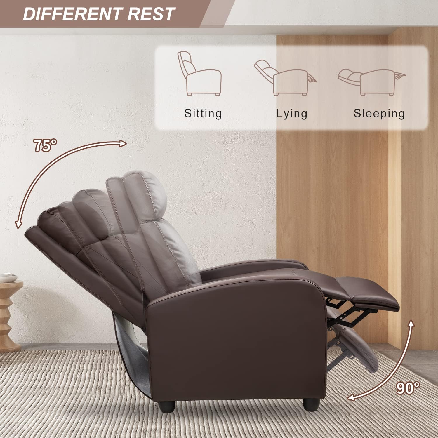JUMMICO Adjustable Recliner Chair Thick Cushion Home Theater Sofa Living Room