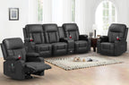YONISEE 3 Seat Recliner Sofa Large Manual Reclining Couch with Storage Console