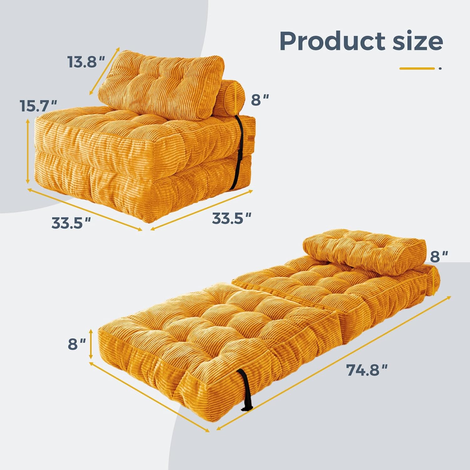 MAXYOYO Folding Sofa Bed Convertible Sleeper Chair with Pillow