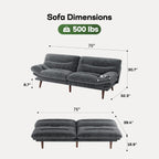 Marsail Futon Sofa Bed Convertible Corduroy Loveseat with Adjustable Backrest