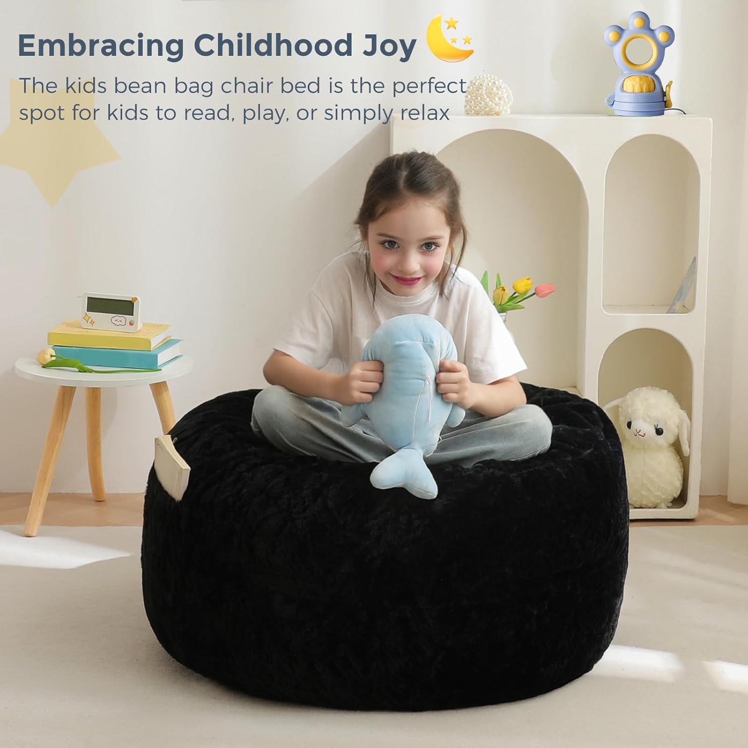 MAXYOYO Convertible Bean Bag Chair Bed for Kids with Foam Filling