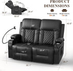 FURNIMAT 2 Seater Loveseat Recliner Sofa PU Leather with Cup Holders USB Ports