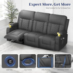 FURNIMAT Loveseat Recliner Sofa 2 Seater PU Leather Couch with USB Cup Holders