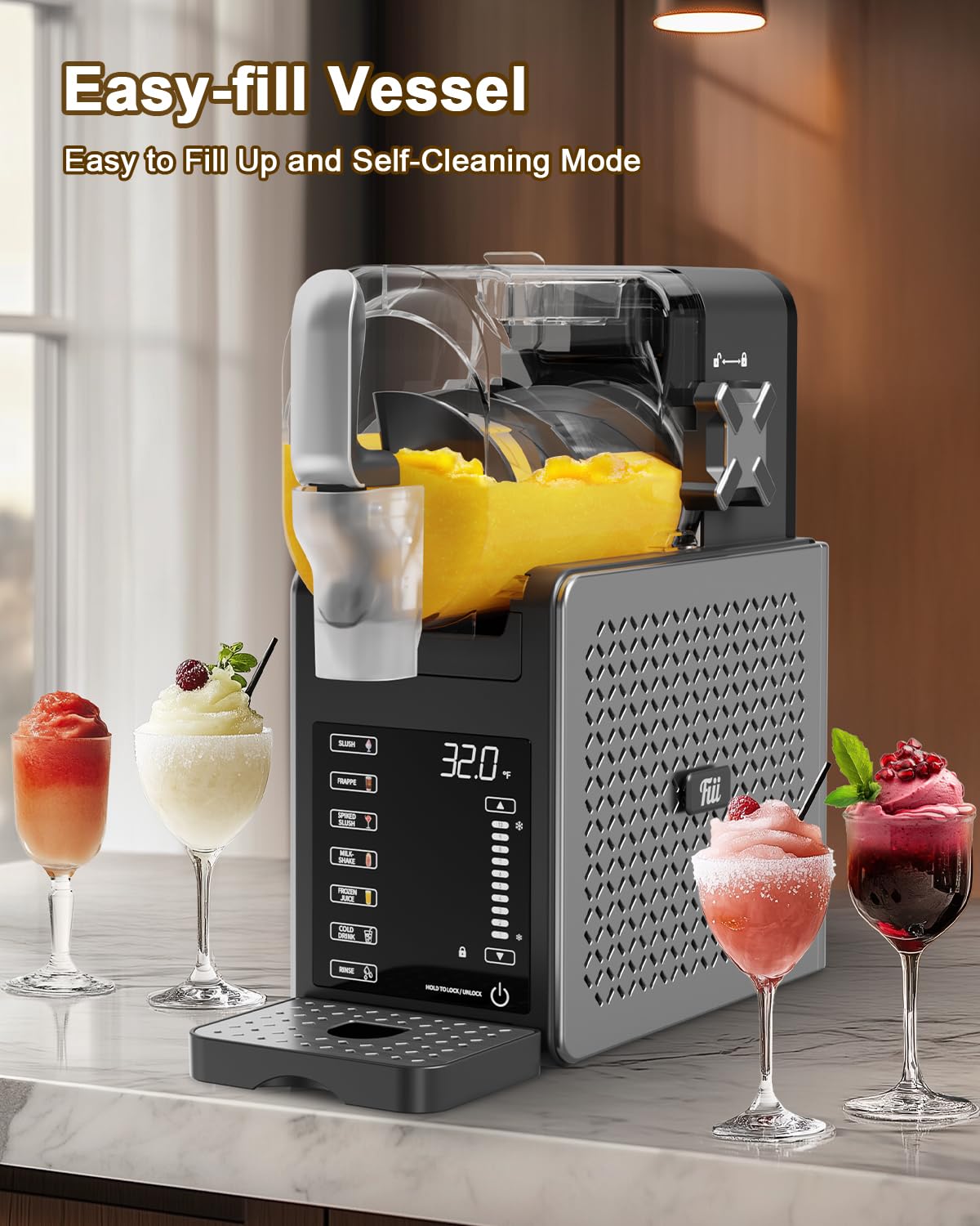 Fiii Slushie Machine 92oz Home Frozen Drink Maker with Auto Clean
