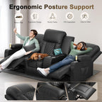YONISEE 3 Seat Recliner Sofa Large Manual Reclining Couch with Storage Console