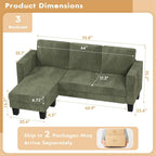 VICTONE Convertible L Shaped Sectional Sofa Couch 3 Seat with Ottoman