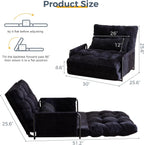 MAXYOYO Adjustable Floor Sofa Bed with Armrest Double Black Foldable Sleeper