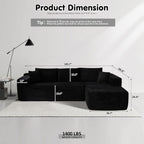ovios Cloud Sectional Couch with L Shape Chaise Modern Modular Sofa