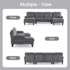 VINGLI 110 Sectional Couch U Shaped Sofa Set with Double Chaise Chenille Fabric