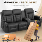 YONISEE 3 Seat Recliner Sofa Large Manual Reclining Couch with Storage Console