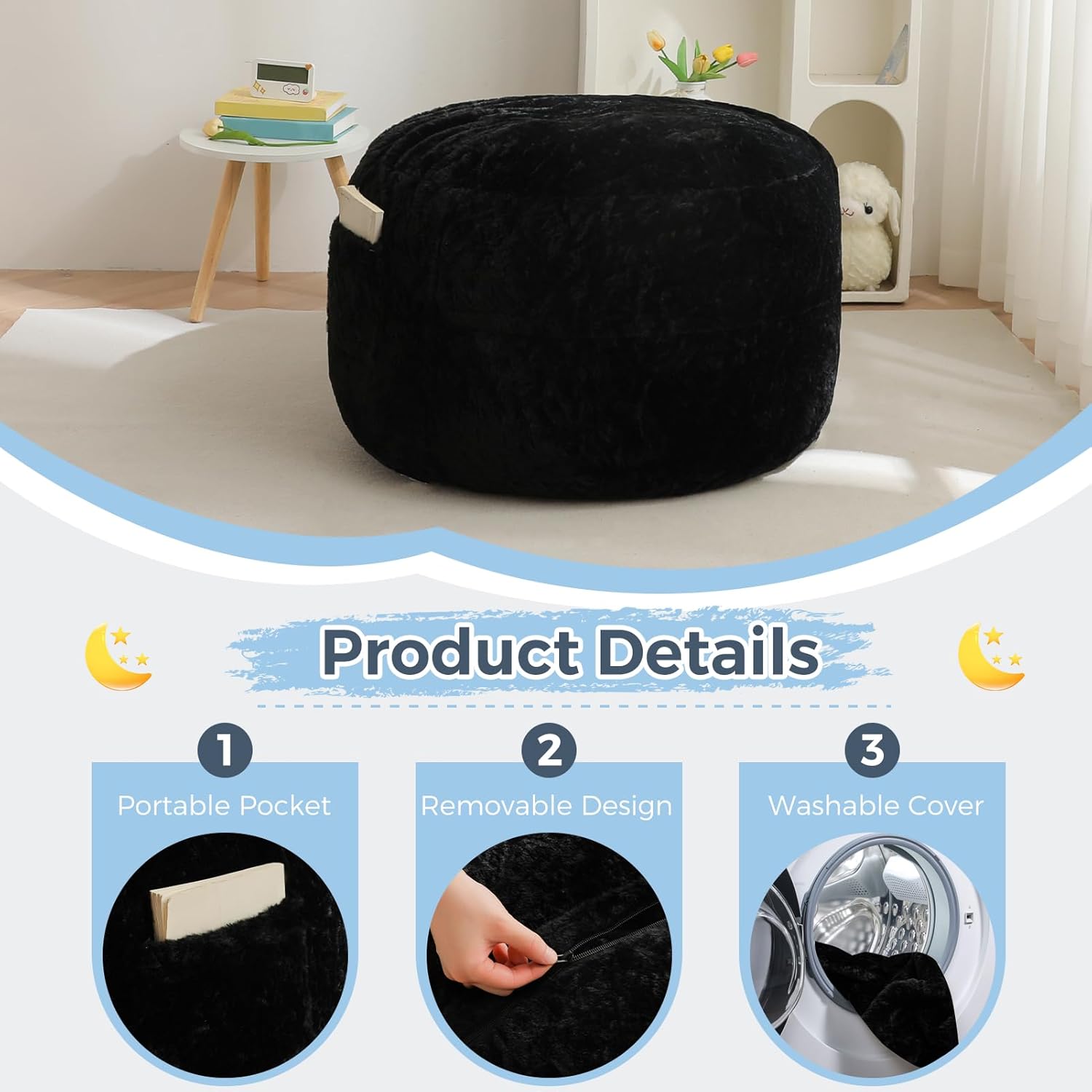MAXYOYO Convertible Bean Bag Chair Bed for Kids with Foam Filling