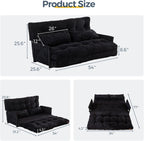 MAXYOYO Adjustable Floor Sofa Bed with Armrest Double Black Foldable Sleeper