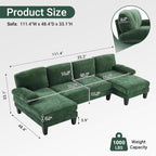 VINGLI 110 Sectional Couch U Shaped Sofa Set with Double Chaise Chenille Fabric