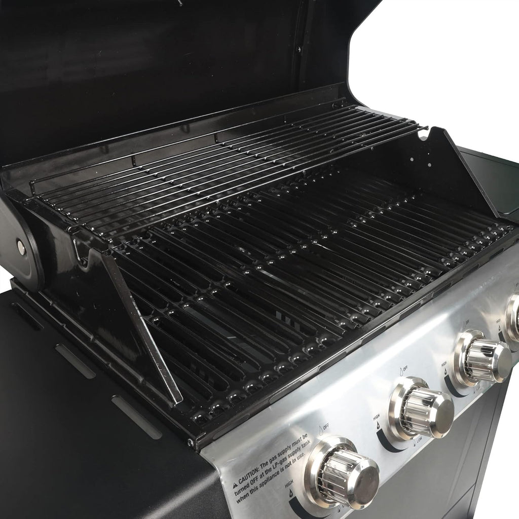 Cuisinart 4 Burner Propane Gas Grill Portable BBQ with Lid Wheels Side Shelves