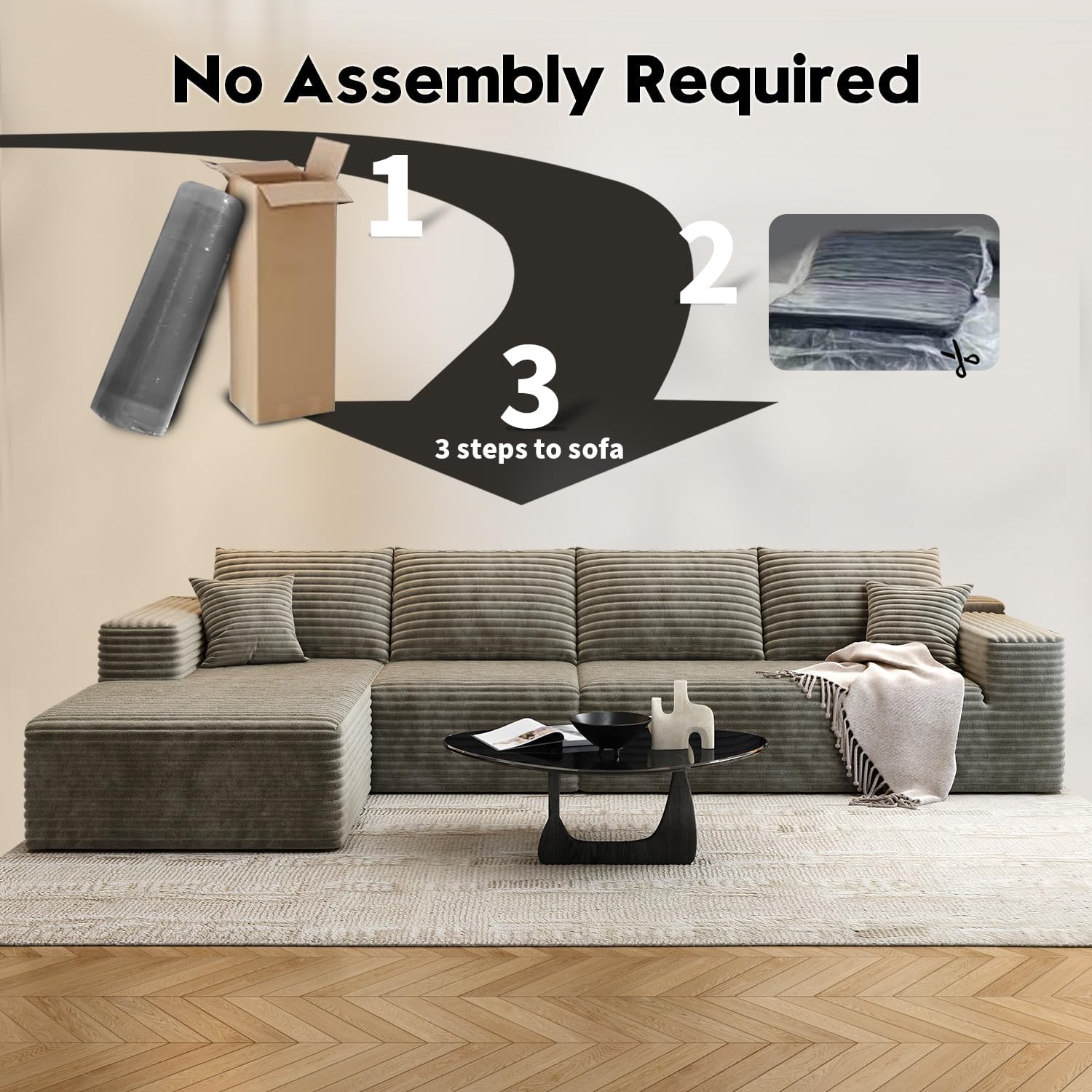Settab Cloud Modular Sectional Sofa U Shaped Deep Seat Living Room Couch