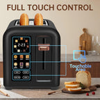 SEEDEEM 4 Slice Touch Screen Toaster LCD Display 7 Shade Settings Wide Slots 1800W