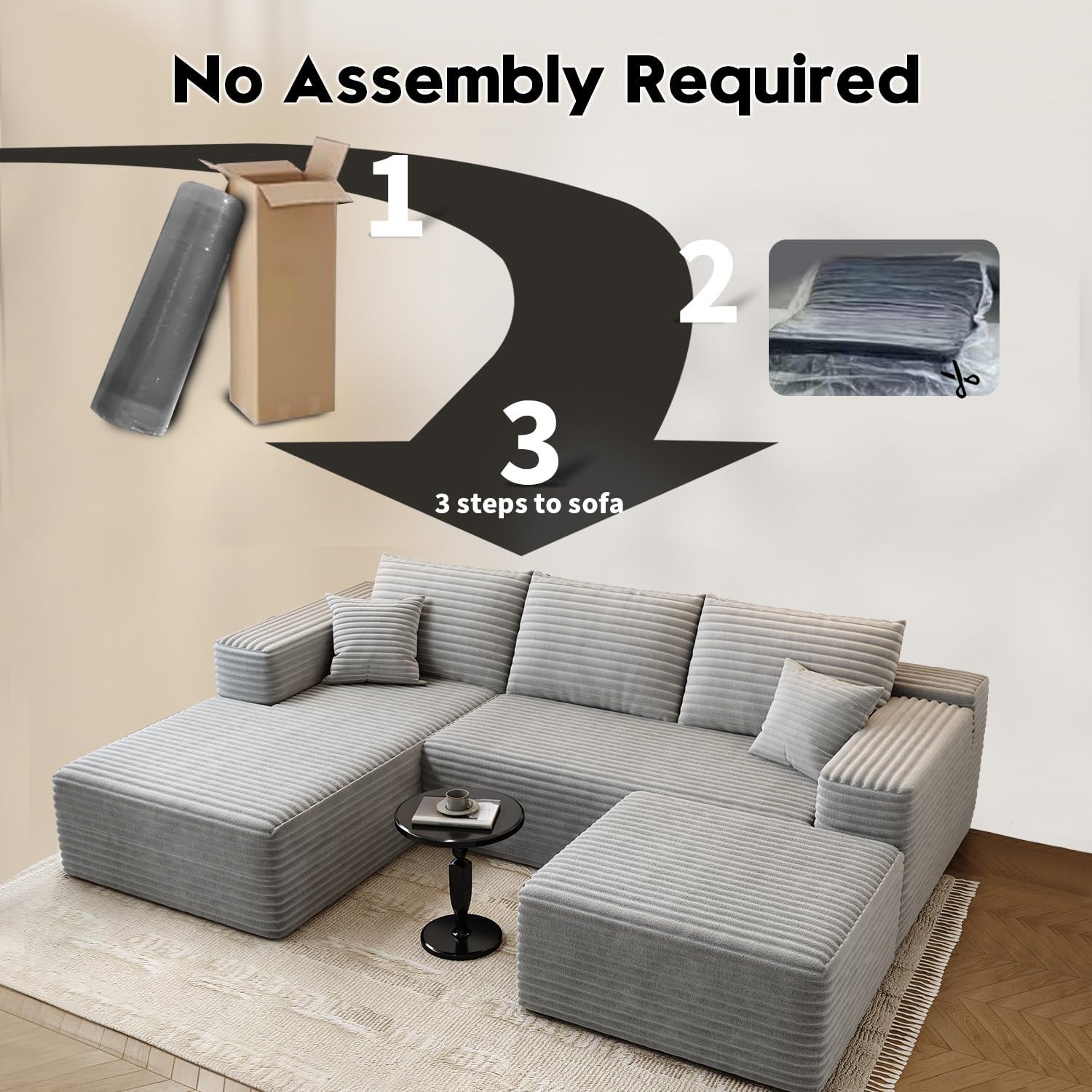 Settab Cloud Modular Sectional Sofa U Shaped Deep Seat Living Room Couch
