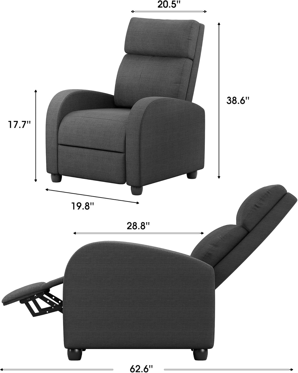 Homall Modern Recliner Chair PU Leather Padded Seat Single Sofa