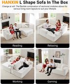 HANXIN Cloud Sectional Sofa L Shape Chaise Deep Seat Modular Living Room Couch