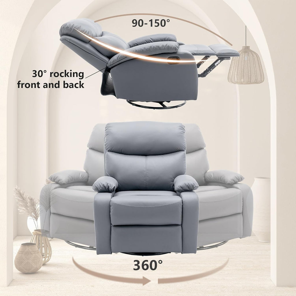 GNMLP2020 Swivel Rocker Recliner Chair Manual Small Space Nursery Living Room