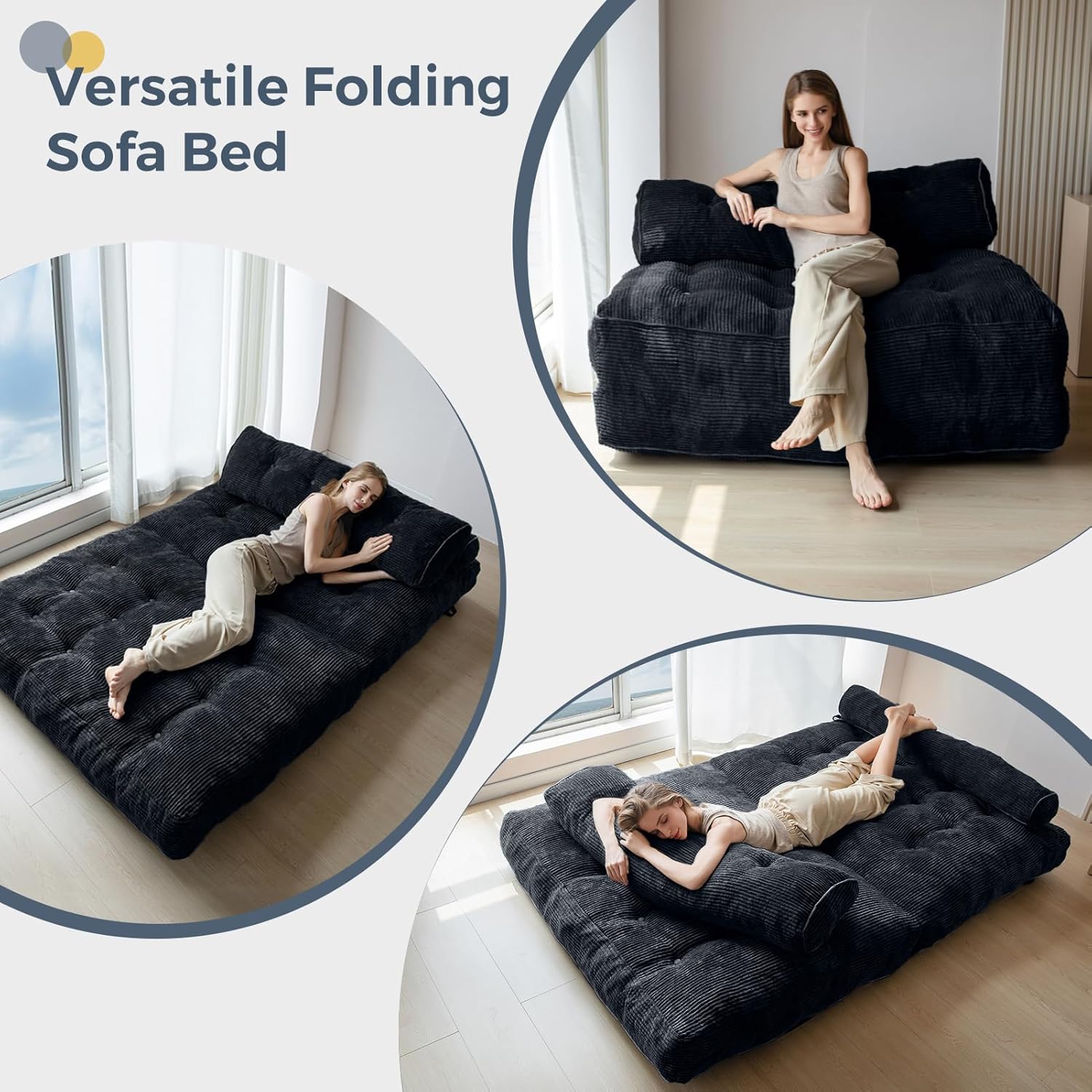 MAXYOYO Folding Sofa Bed Convertible Sleeper Chair with Pillow