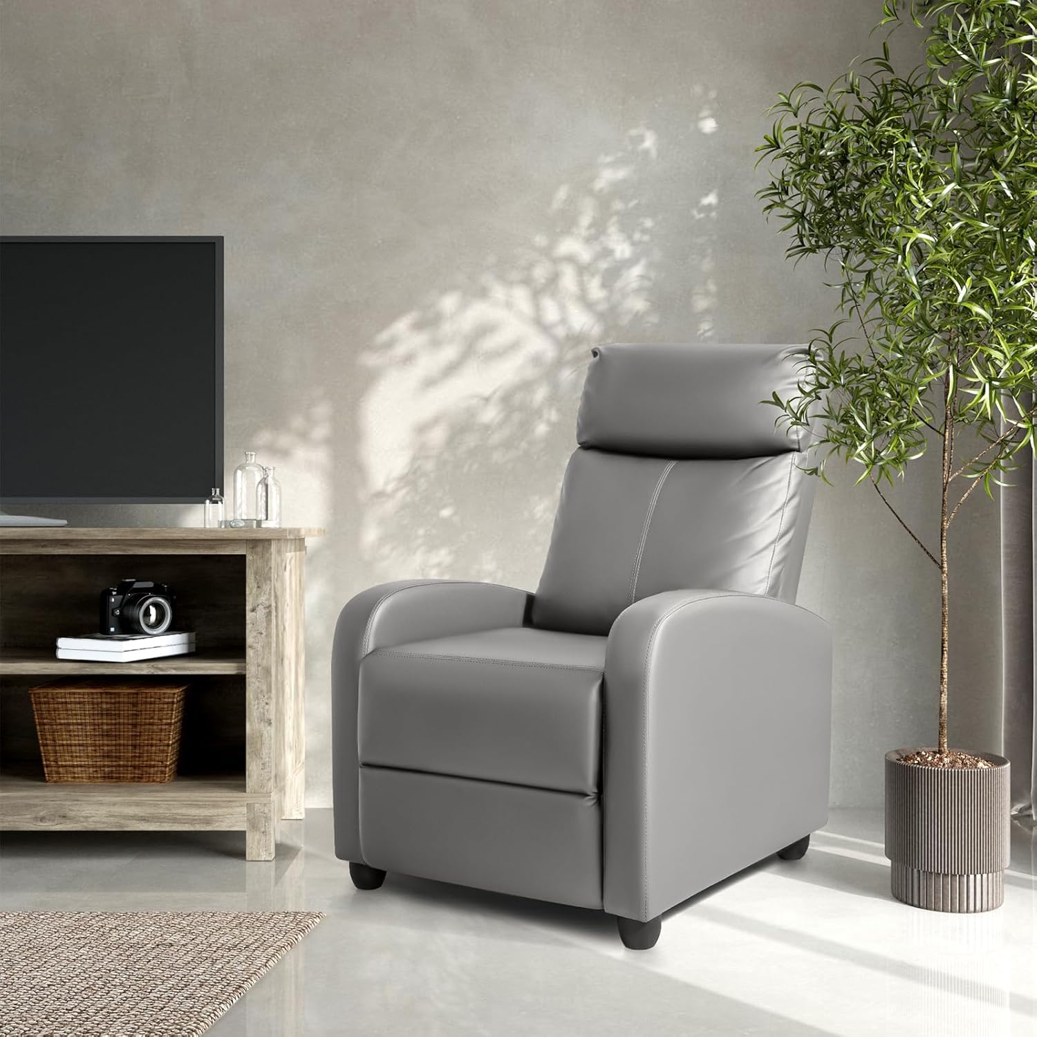 Homall Modern Recliner Chair PU Leather Padded Seat Single Sofa Home Theater