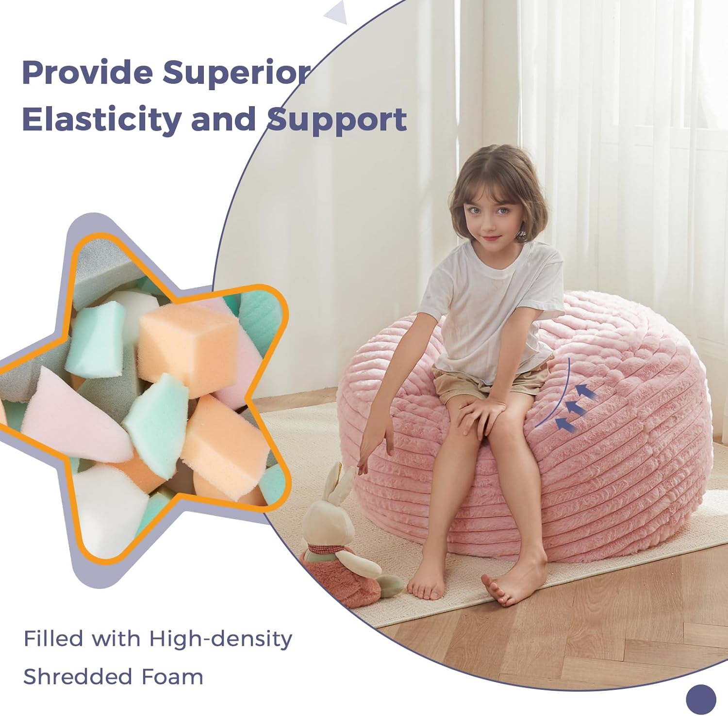 MAXYOYO Convertible Bean Bag Chair Bed for Kids with Foam Filling