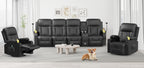 YONISEE 3 Seat Recliner Sofa with Storage Console USB Ports and Cup Holders