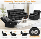 Dresegmt Loveseat Recliner Sofa 3 Seat Flip Backrest with Storage USB Cup Holders