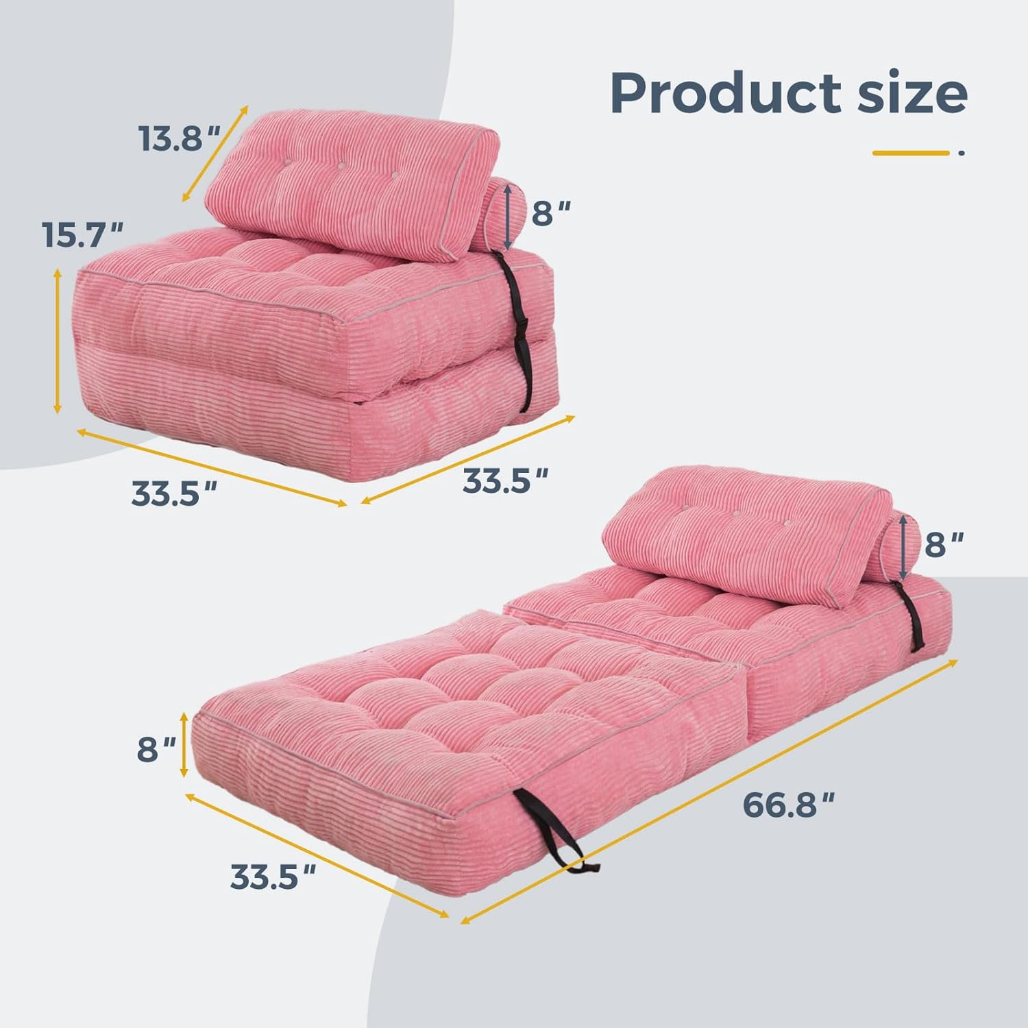 MAXYOYO Folding Sofa Bed Convertible Sleeper Chair with Pillow