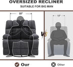 Eiayeebil Oversized Swivel Rocker Recliner Chair Extra Wide Manual Recliner